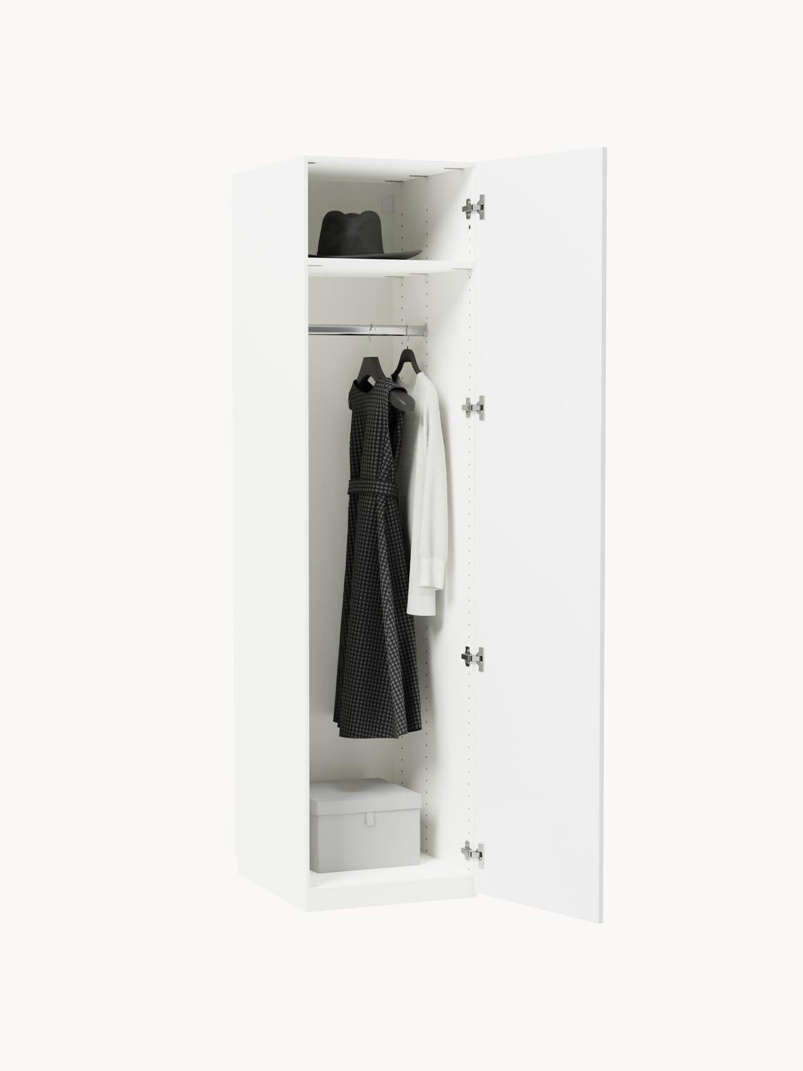Charlotte Modular Hinged-Door Wardrobe, 50 cm Width, in various sizes — Ivory