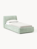Cloud Upholstered Single Bed with Storage — Light Grey