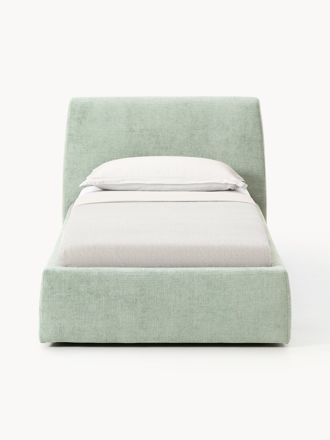 Cloud Upholstered Single Bed with Storage — Light Grey