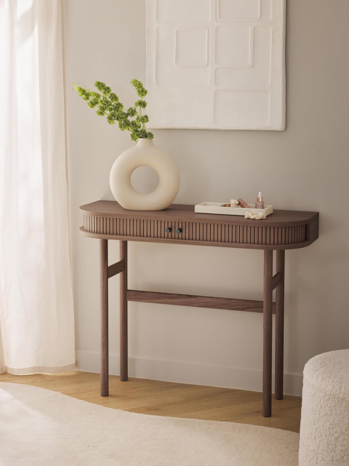 Calary Console Table with Fluted Front — Oatmeal