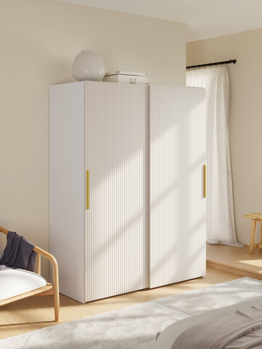 Simone Modular Sliding-Door Wardrobe, 150 cm Width, in various sizes — Off-White