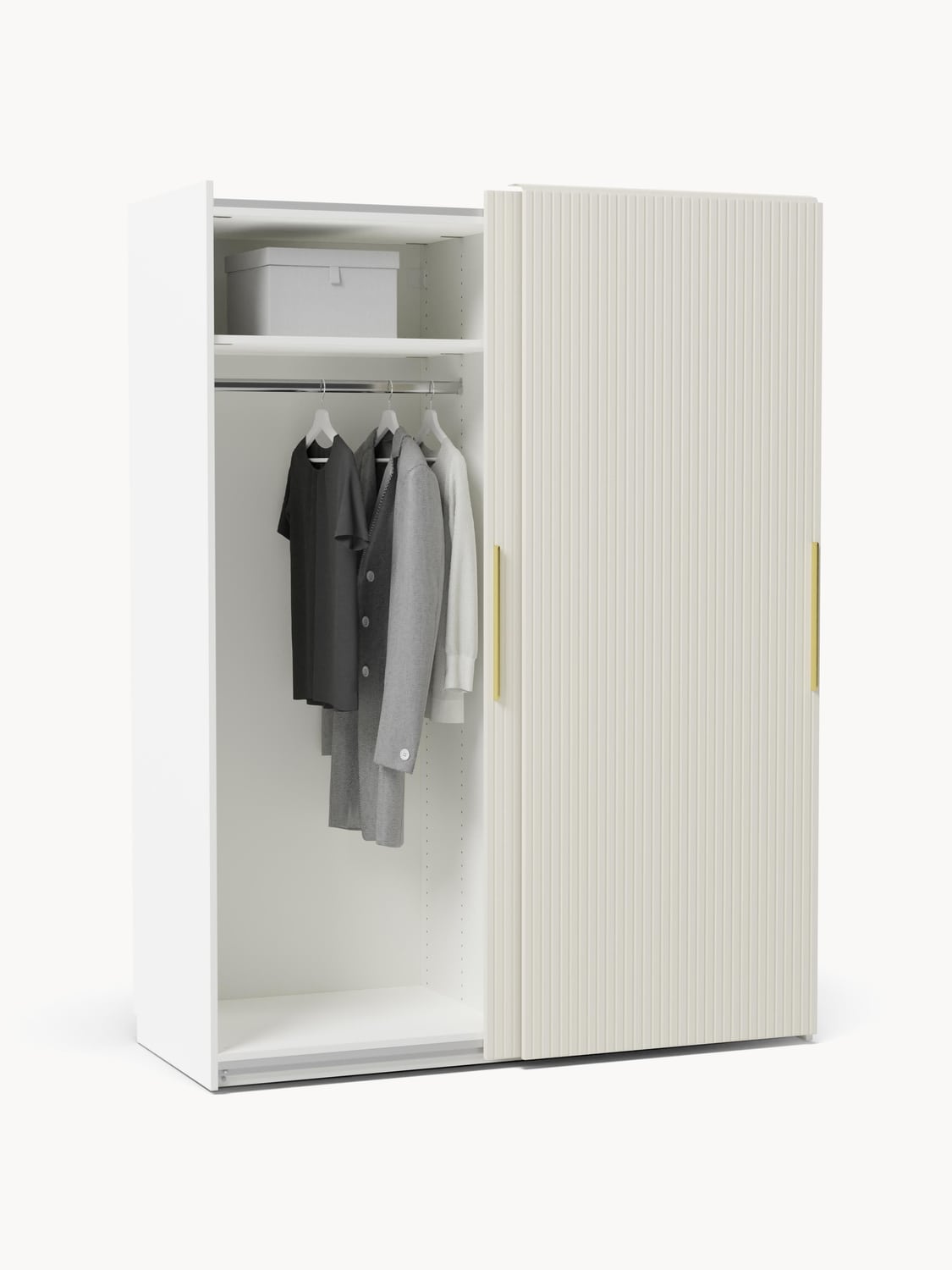 Simone Modular Sliding-Door Wardrobe, 150 cm Width, in various sizes — Off-White