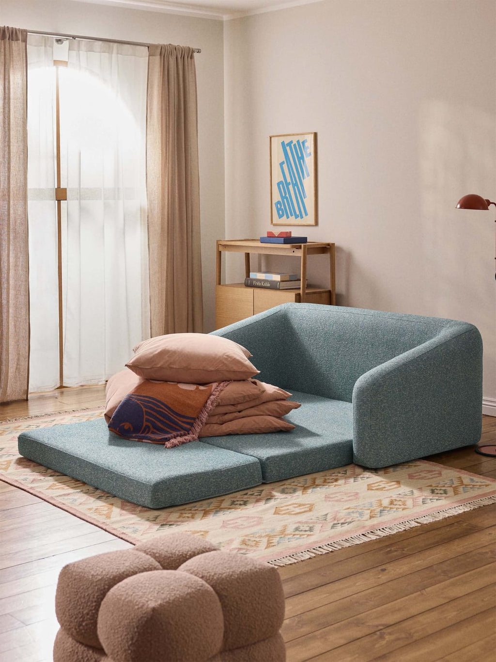Eliot Bouclé-Sofa Bed (2-seater) — Grey