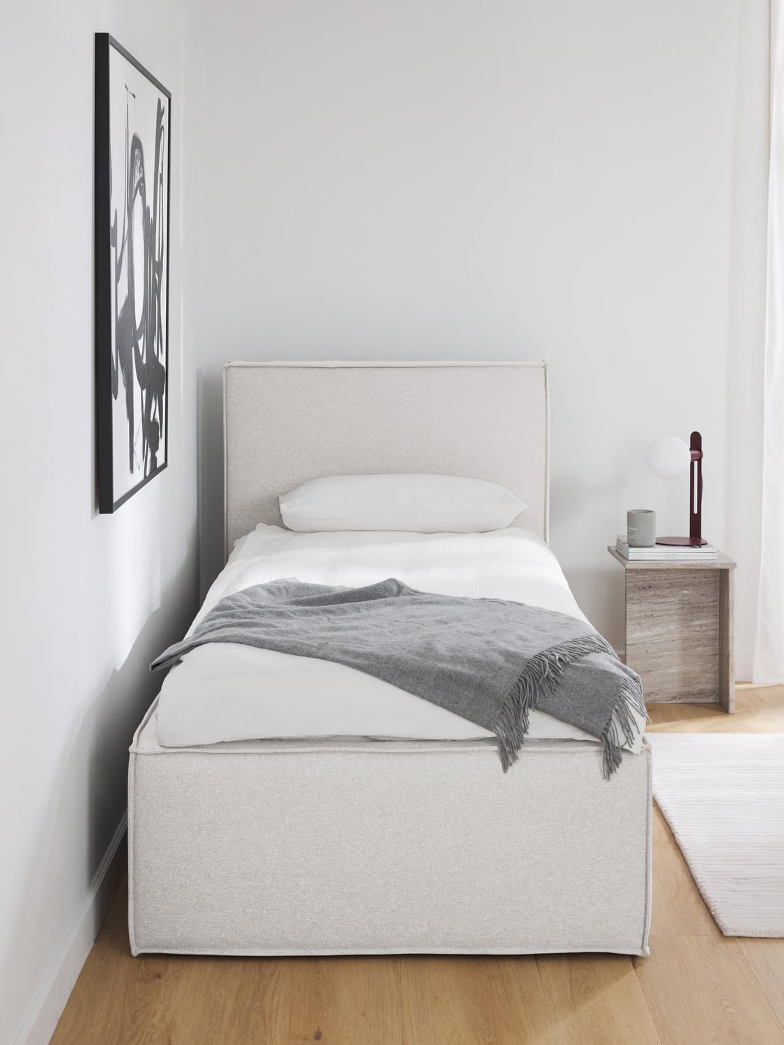 Dream Single Bed with Storage — Off-White