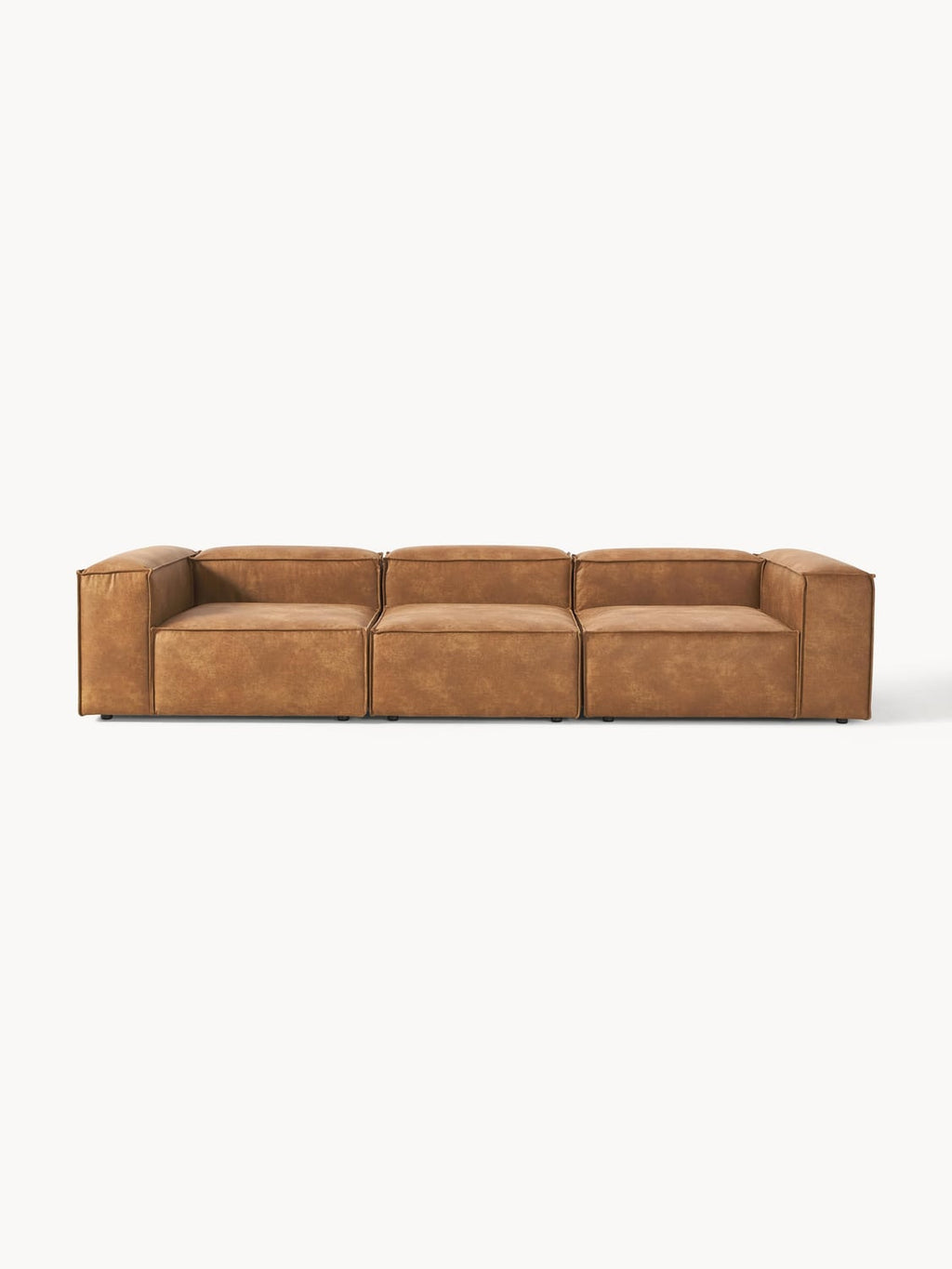 Lennon Modular Sofa (4-seater) in Leather — Terracotta