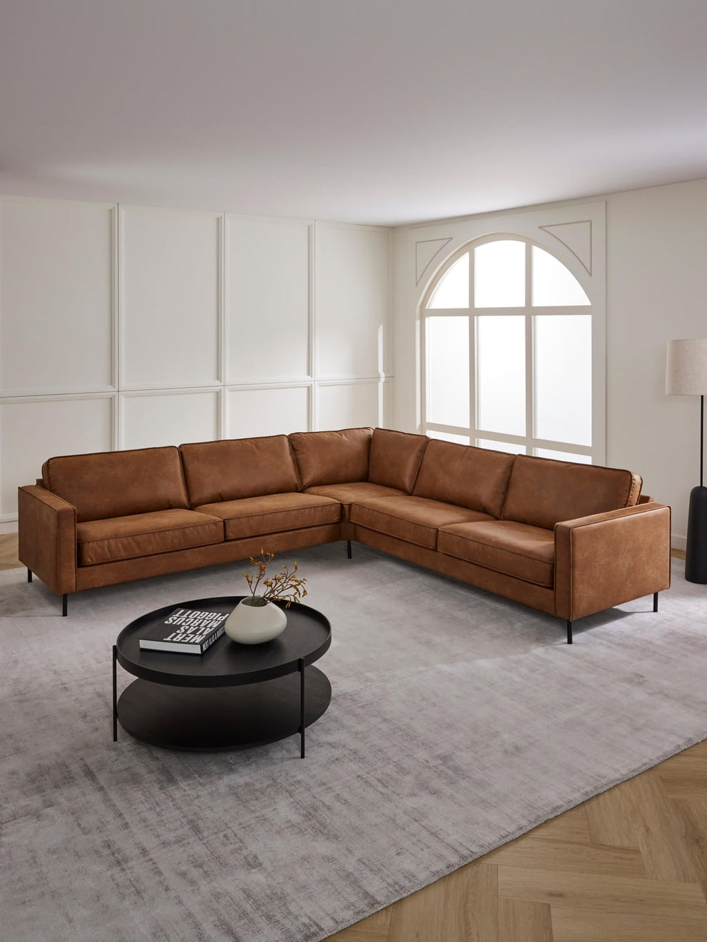 Hunter XL-Leather-Corner Sofa — Terracotta