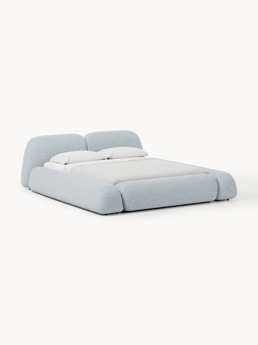 Wolke Bouclé Upholstered Bed — Light Grey