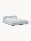 Wolke Bouclé Upholstered Bed — Light Grey