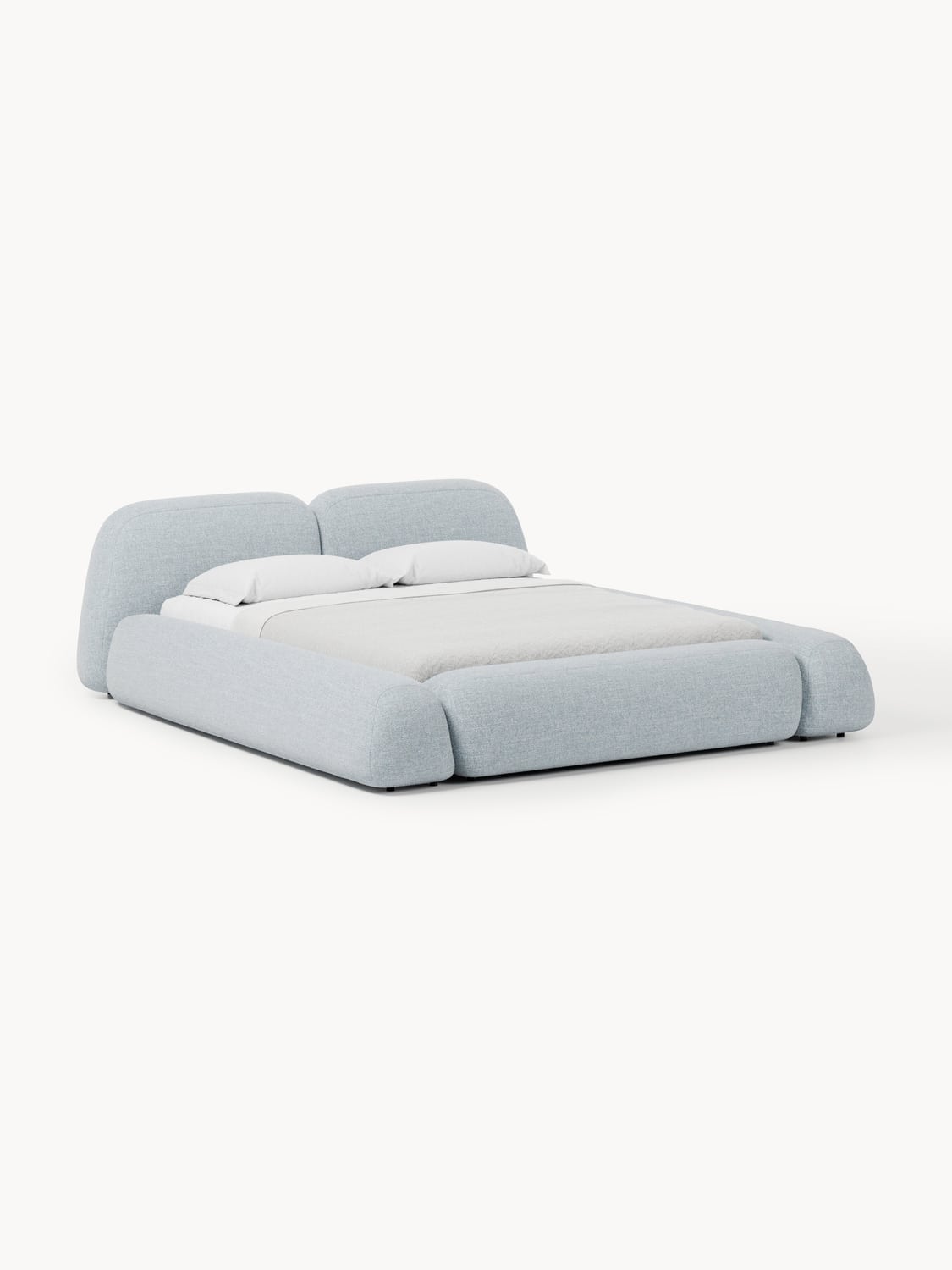 Wolke Bouclé Upholstered Bed — Light Grey