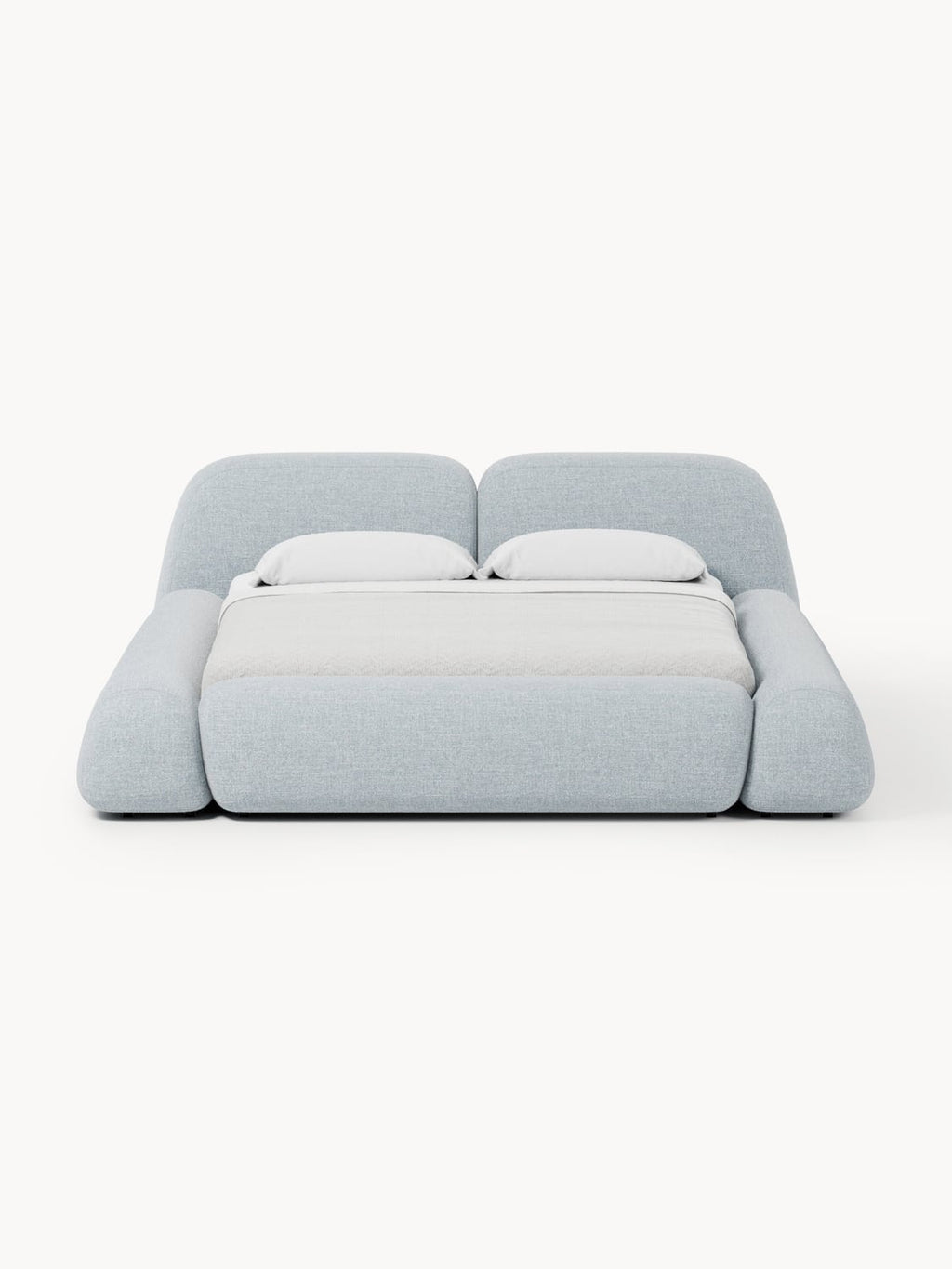 Wolke Bouclé Upholstered Bed — Light Grey