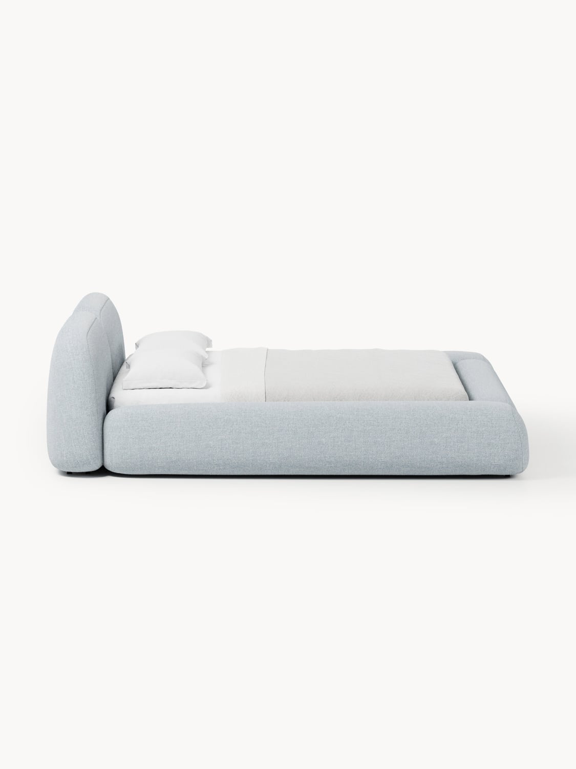 Wolke Bouclé Upholstered Bed — Light Grey