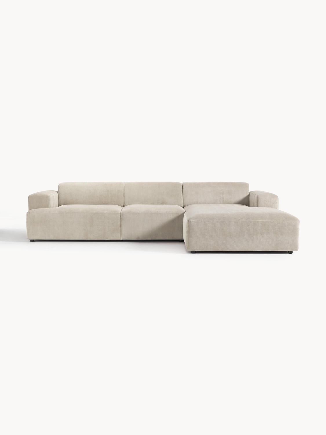 Melva Corduroy Corner Sofa (4-seater) — Oatmeal