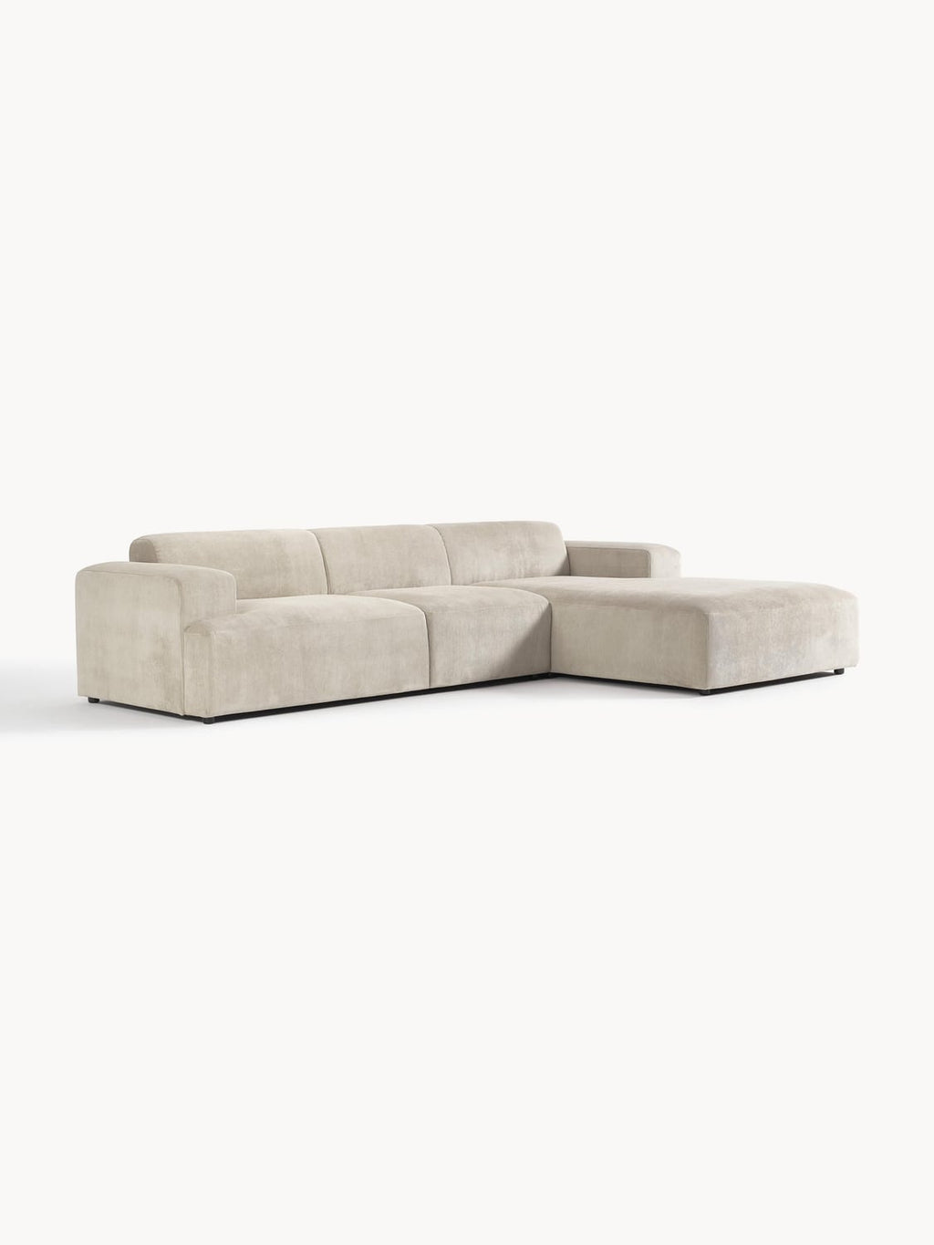 Melva Corduroy Corner Sofa (4-seater) — Oatmeal