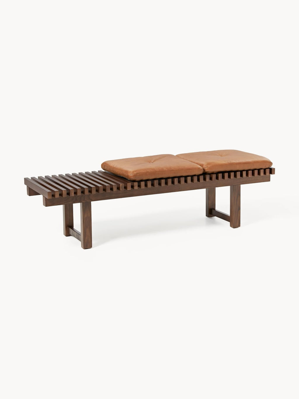 Sora Bench in Ash with Leather Cushion — Taupe