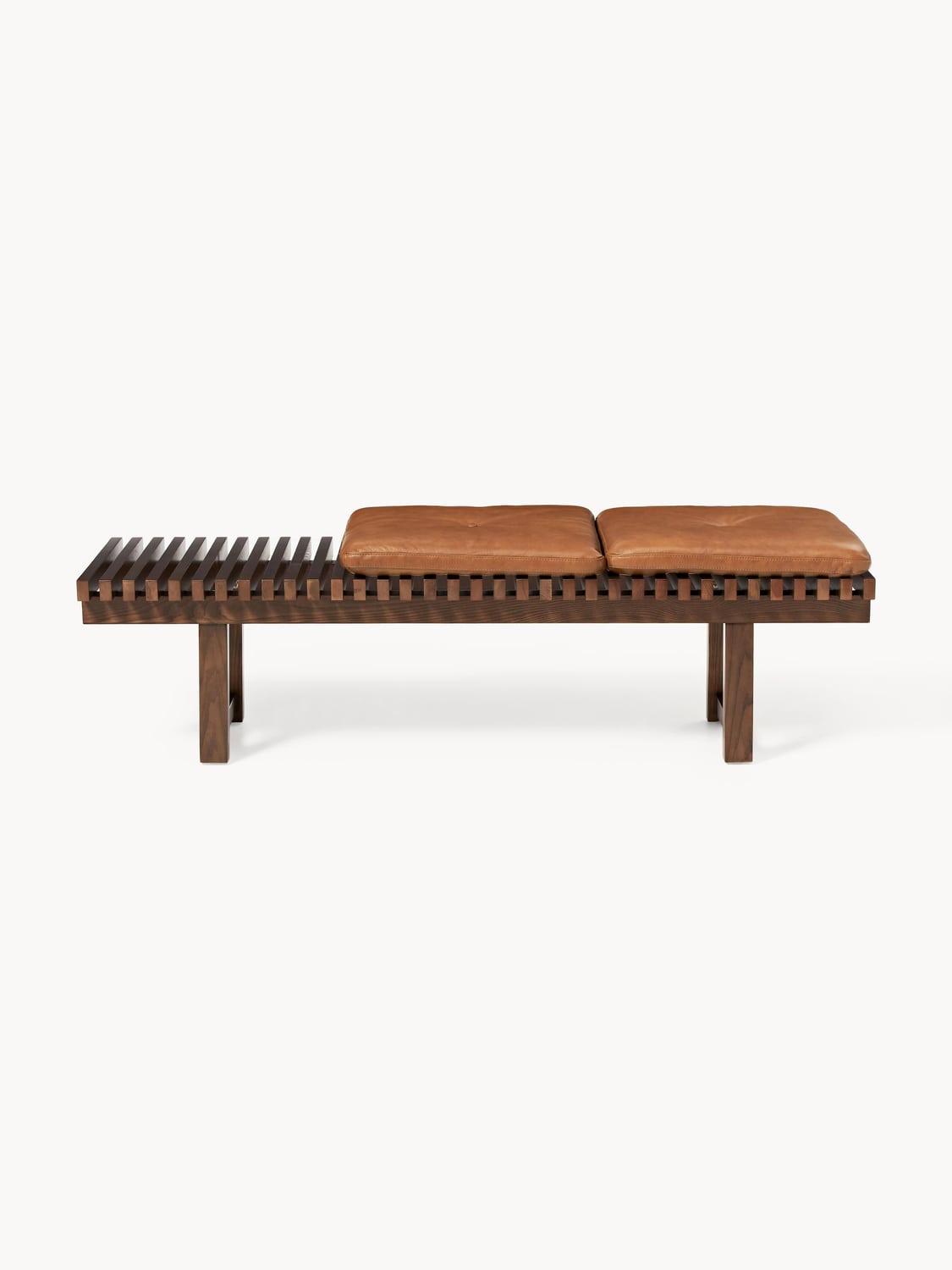 Sora Bench in Ash with Leather Cushion — Taupe