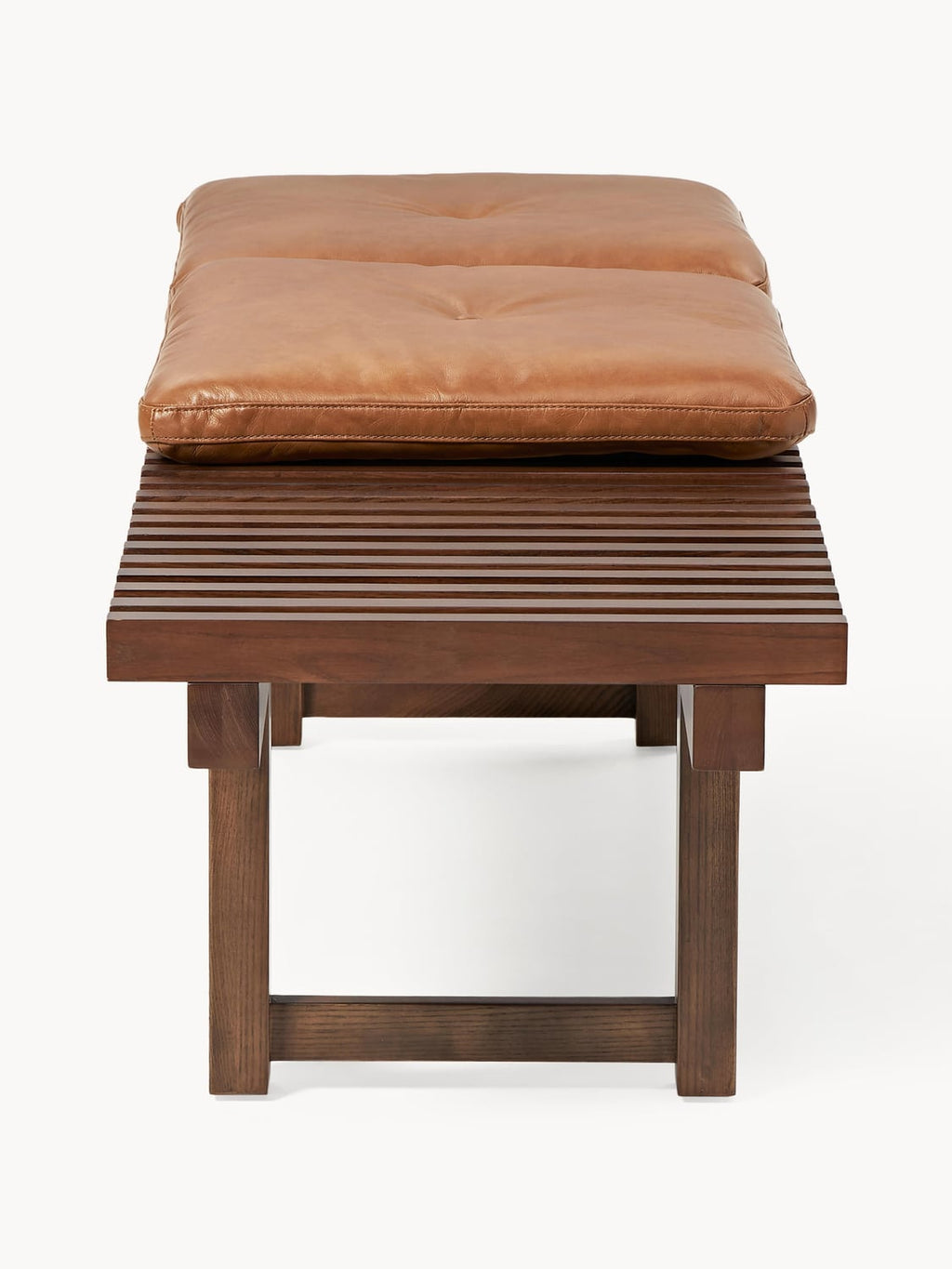 Sora Bench in Ash with Leather Cushion — Taupe