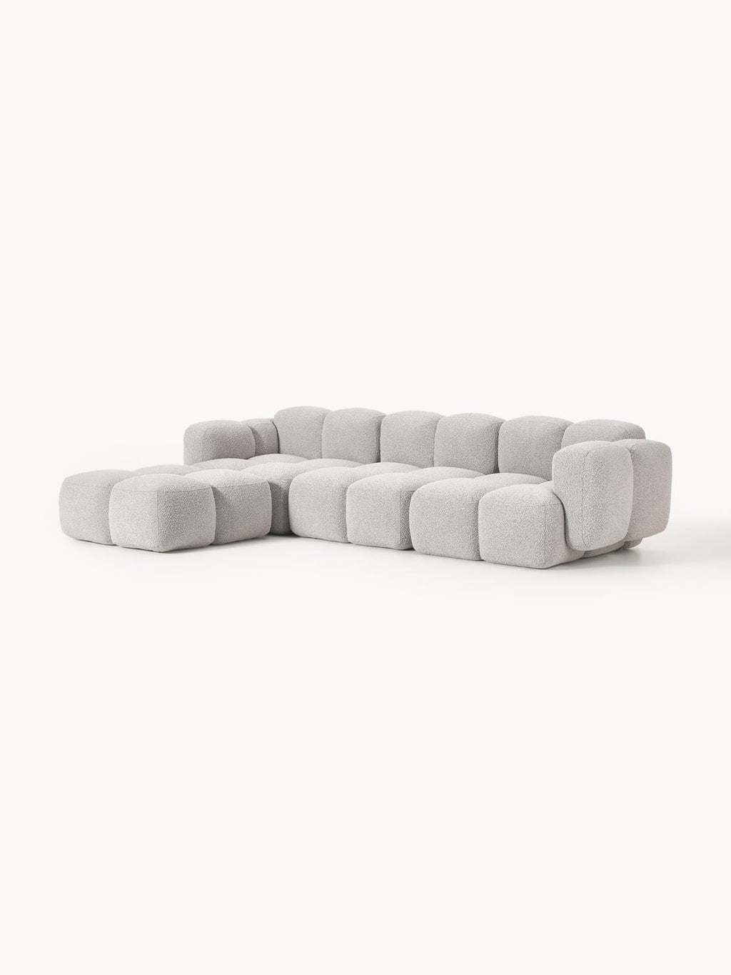 Tayla Modular Sofa (4-seater) in Bouclé with Ottoman (left/right) — Oatmeal