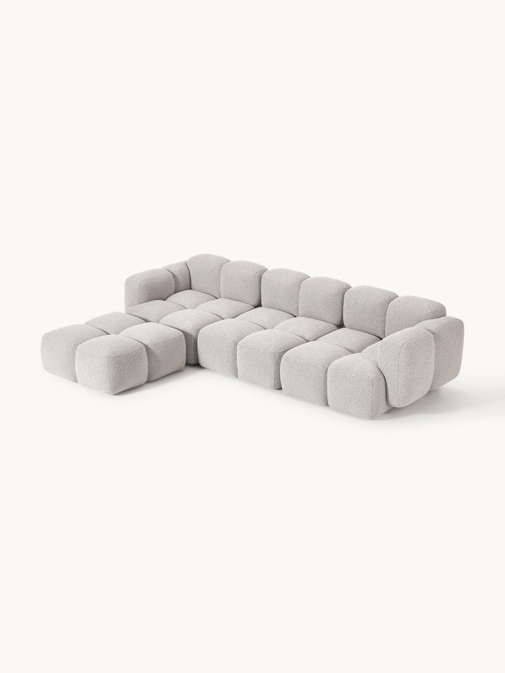 Tayla Modular Sofa (4-seater) in Bouclé with Ottoman (left/right) — Oatmeal