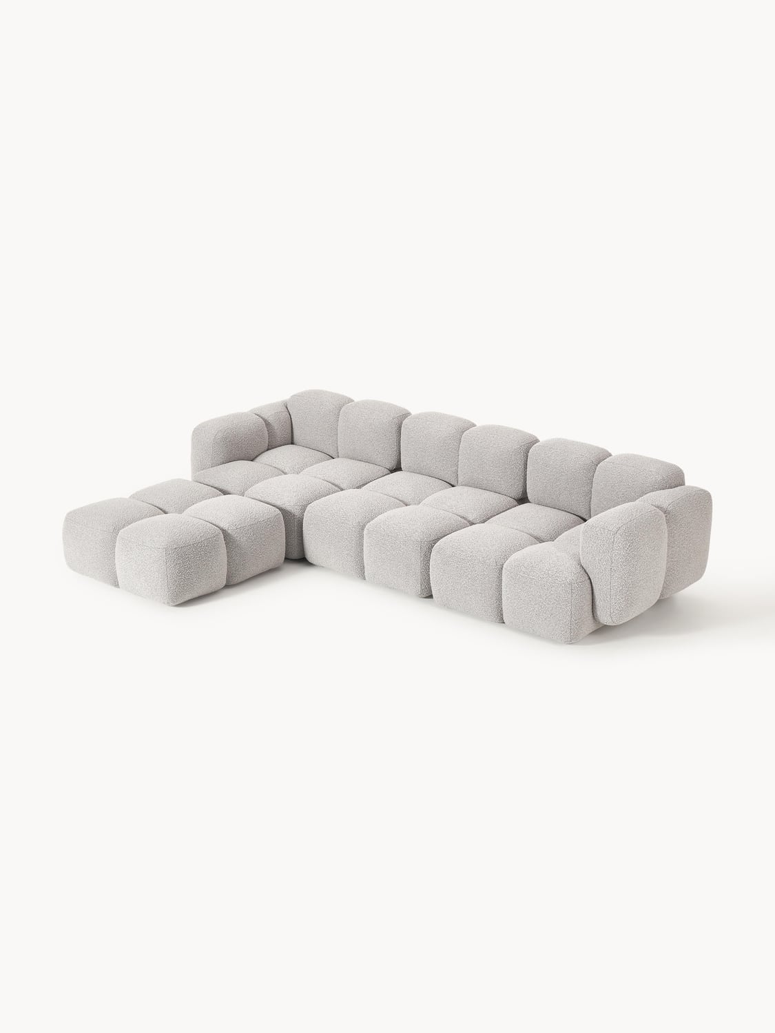 Tayla Modular Sofa (4-seater) in Bouclé with Ottoman (left/right) — Oatmeal
