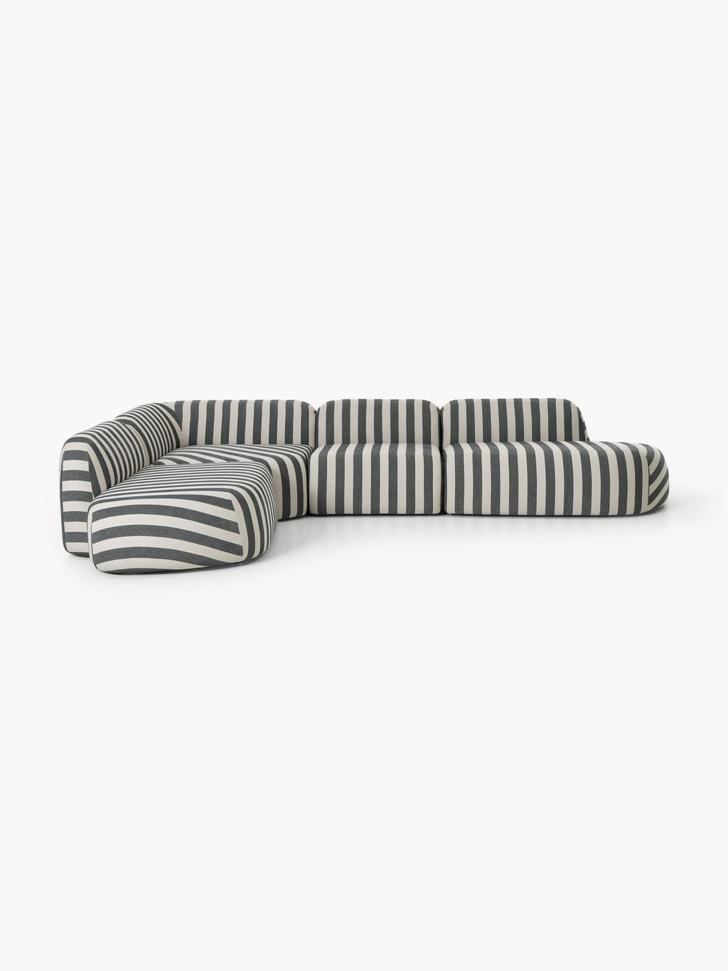 Wolke Modular Striped XL Corner Sofa with Chaise Longue — Grey