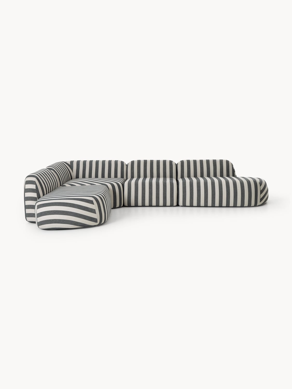 Wolke Modular Striped XL Corner Sofa with Chaise Longue — Grey