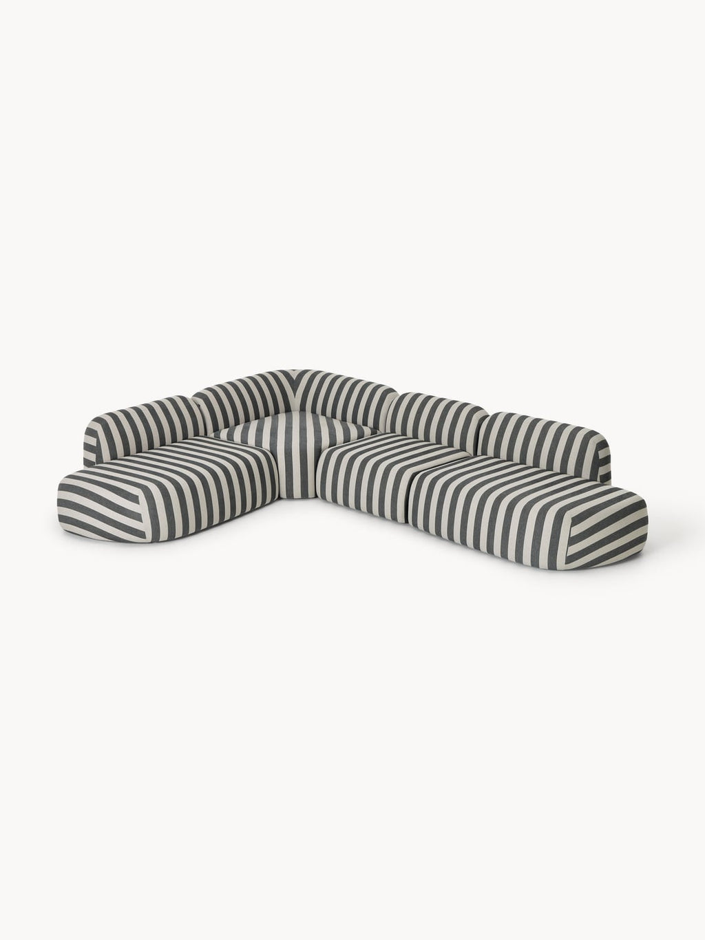 Wolke Modular Striped XL Corner Sofa with Chaise Longue — Grey