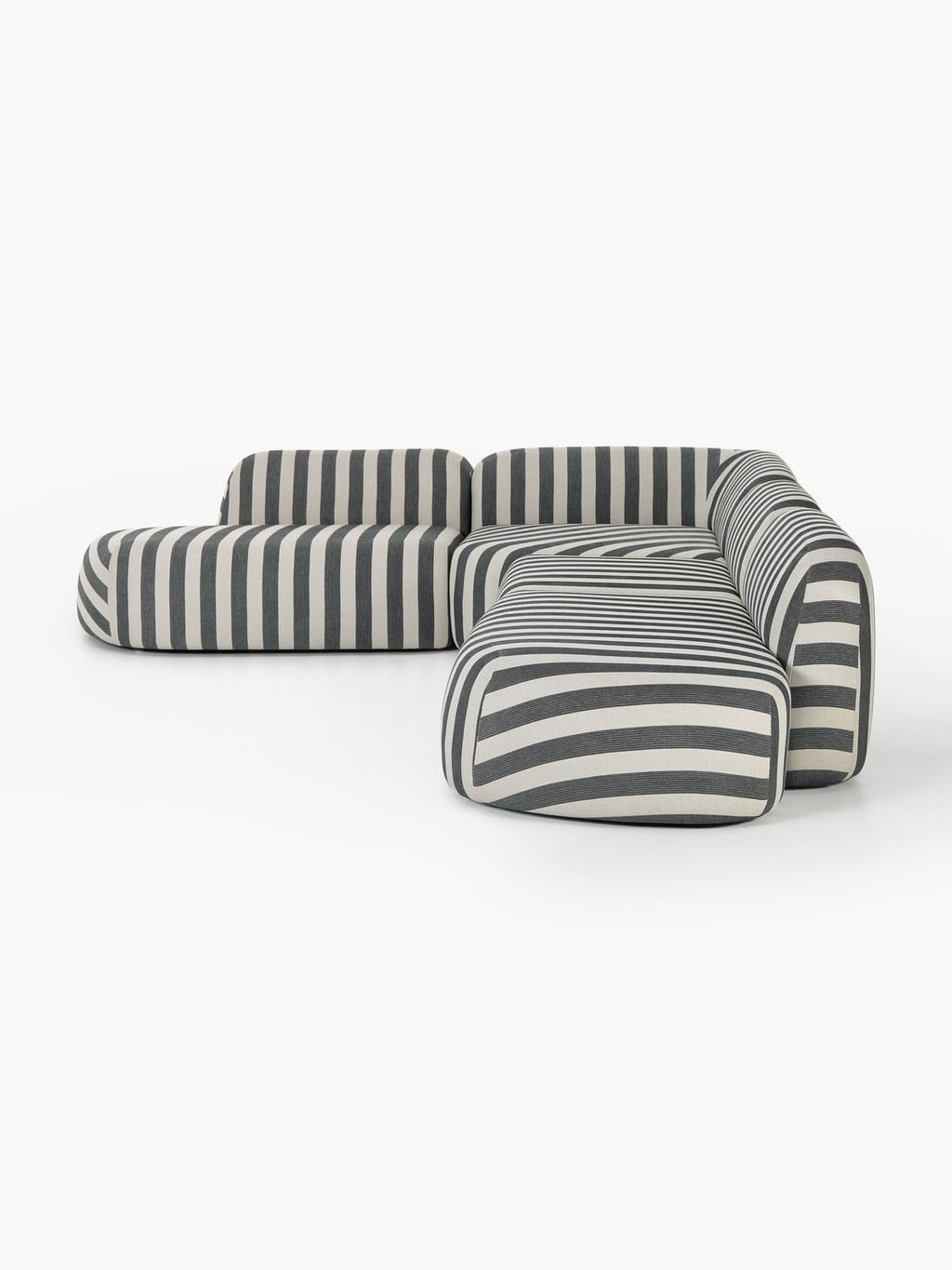 Wolke Modular Striped XL Corner Sofa with Chaise Longue — Grey