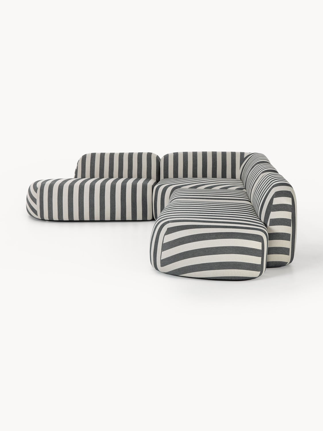 Wolke Modular Striped XL Corner Sofa with Chaise Longue — Grey
