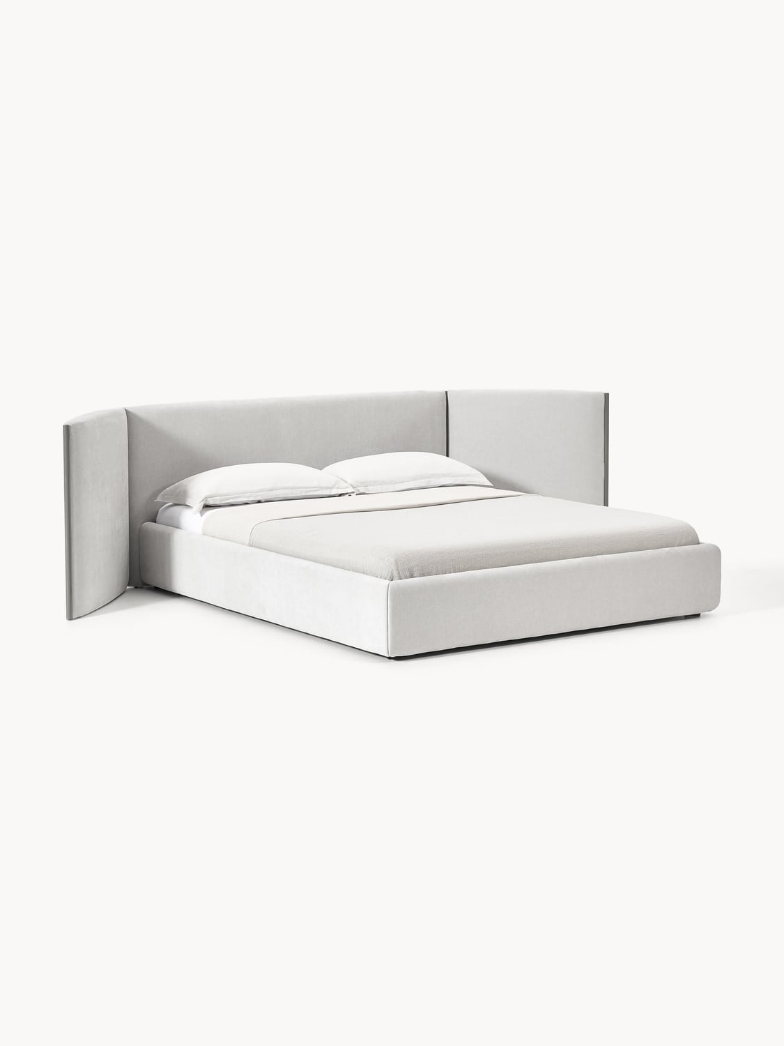 Otis Upholstered Bed with Folding Headboard — Ivory