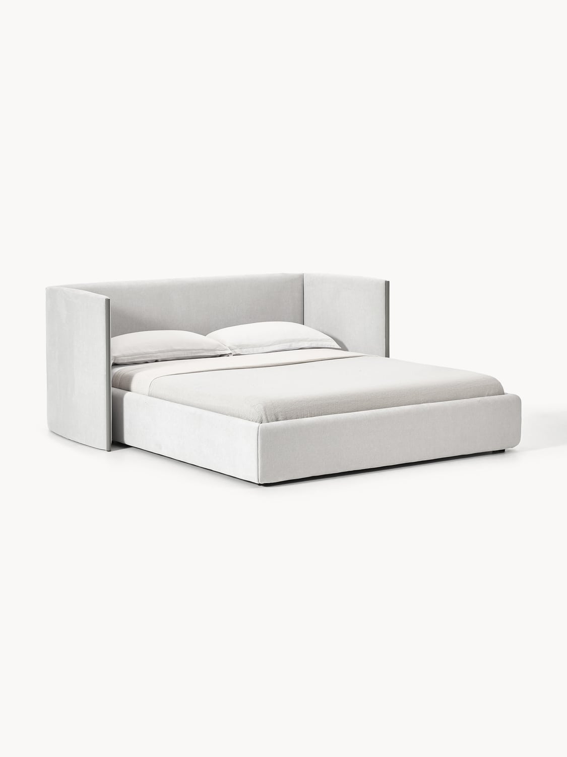 Otis Upholstered Bed with Folding Headboard — Ivory