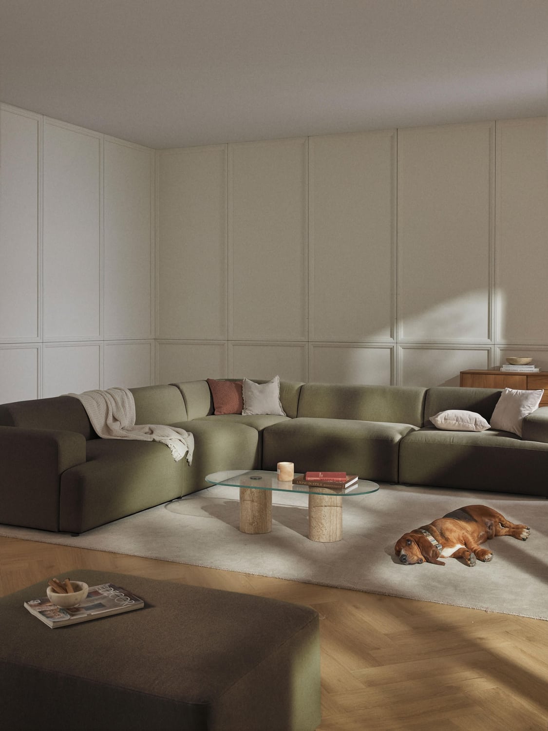 Melva Corner Sofa (4-seater) — Khaki