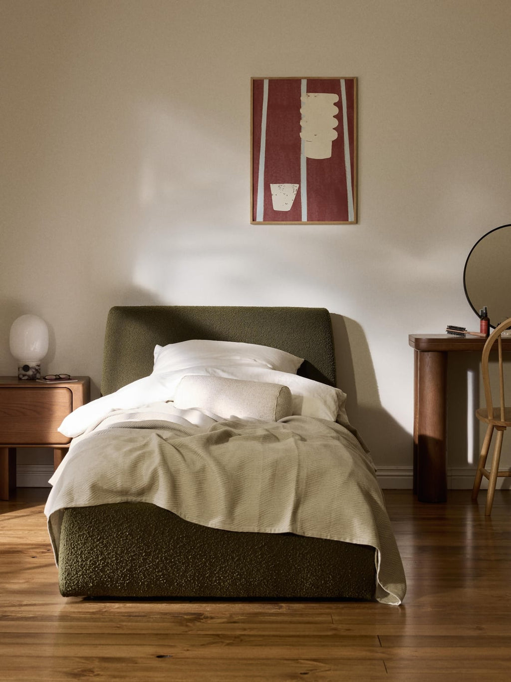 Cloud Bouclé-Single Bed — Taupe