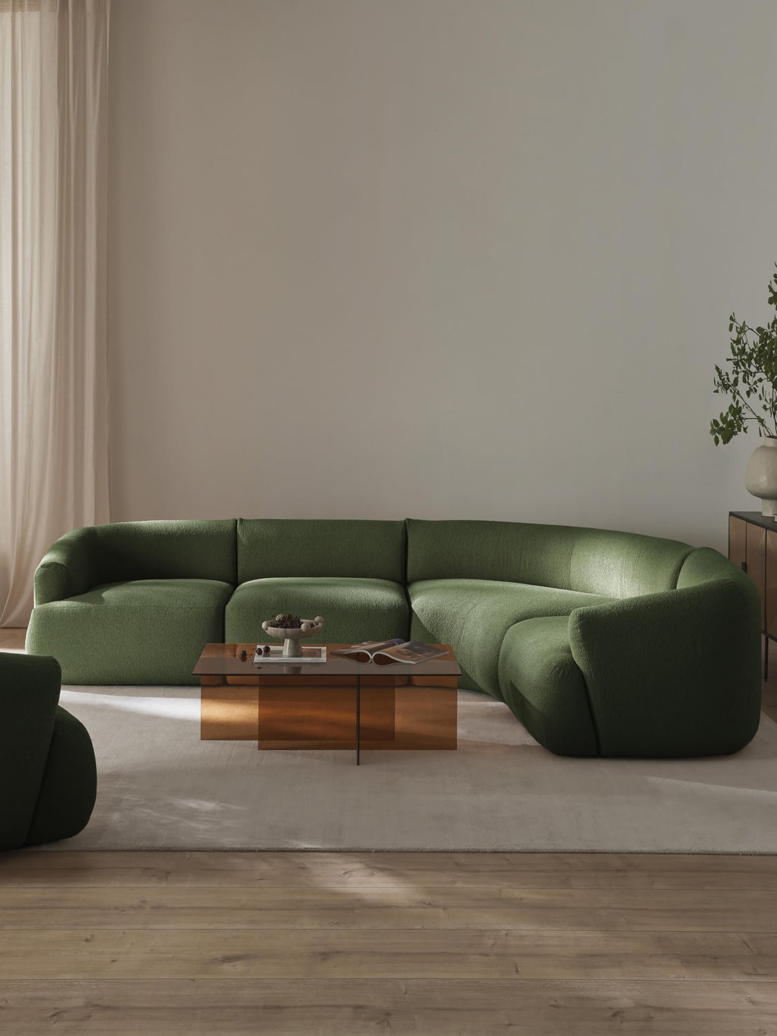Sofia Modular Bouclé Corner Sofa (4-seater) — Green