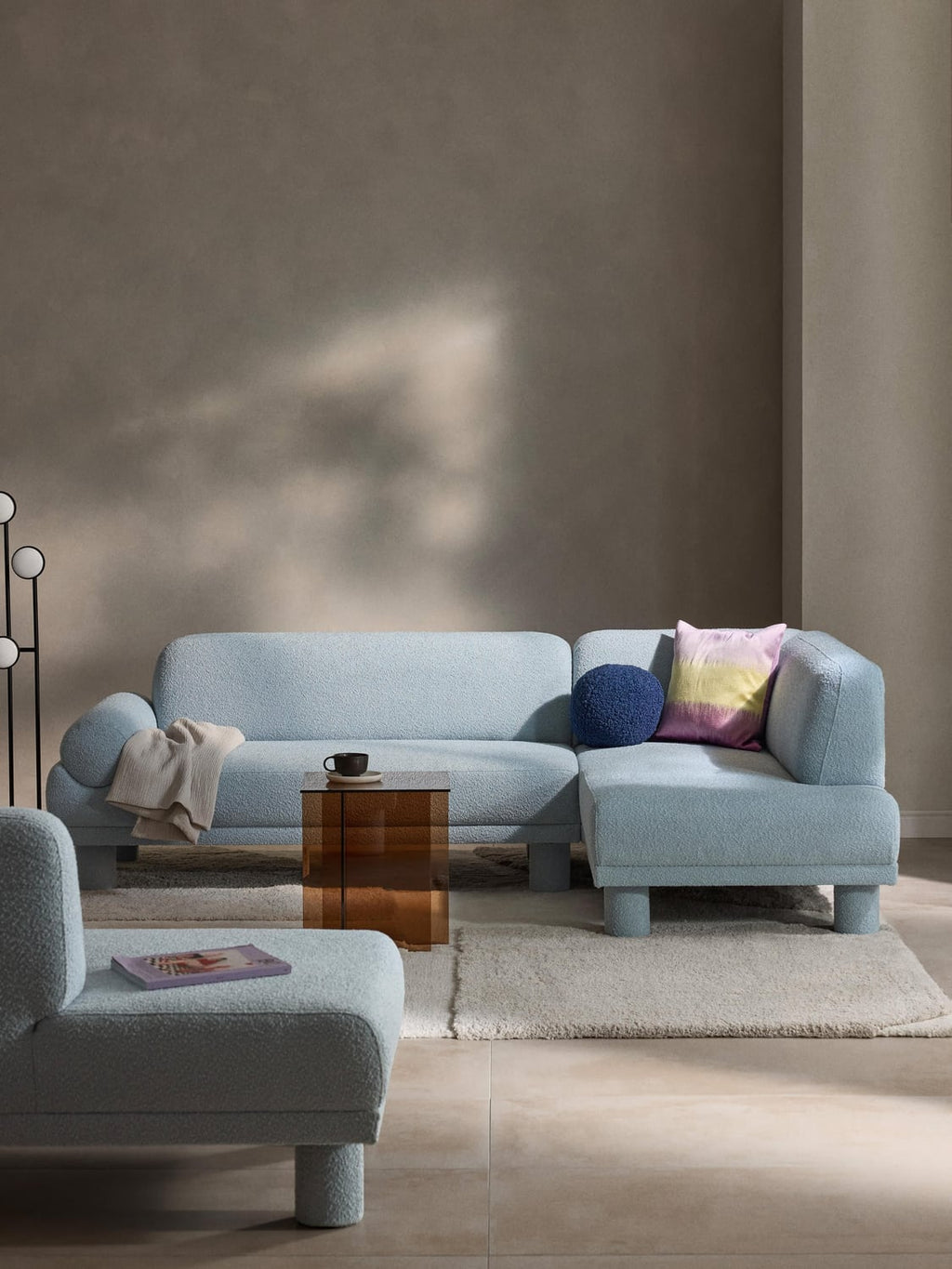 Lilo Bouclé Corner Sofa — Pearl Grey
