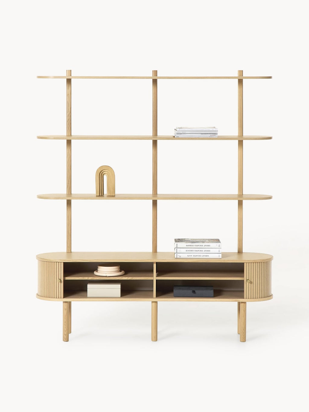 Calary Shelving Unit with Fluted Front — Sand