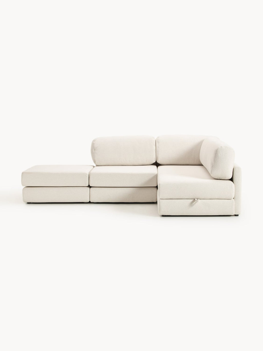 Ladina Bouclé-Corner Sofa Bed with Storage — Blush