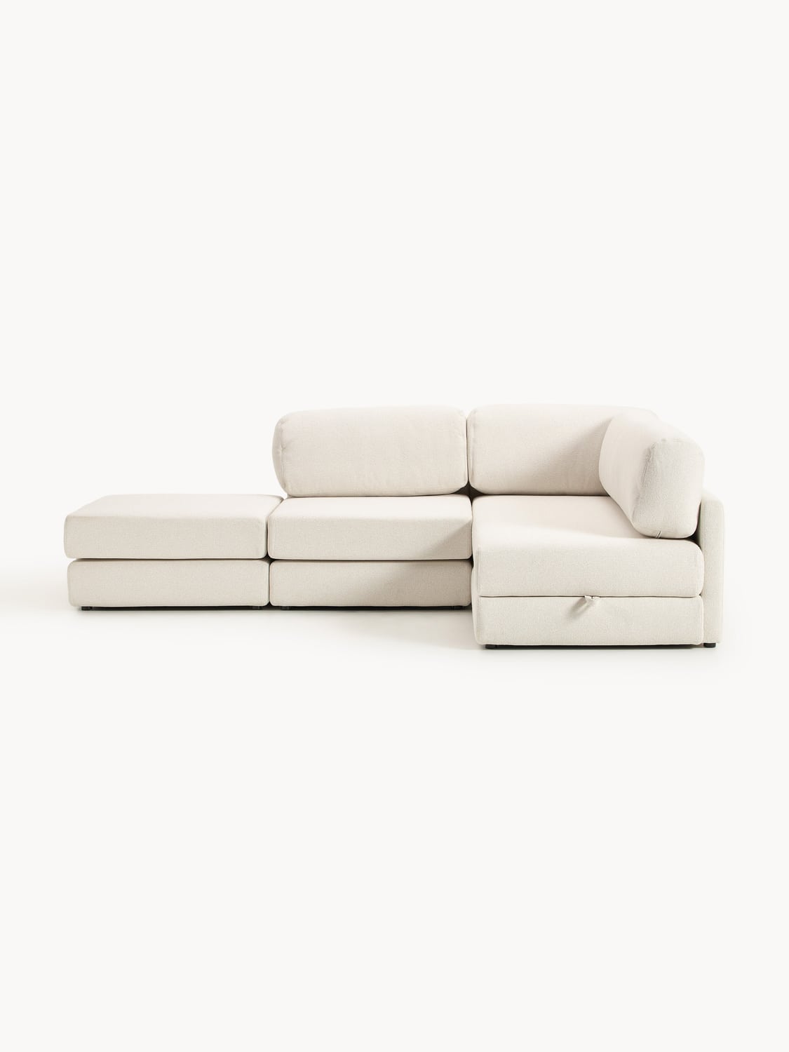 Ladina Bouclé-Corner Sofa Bed with Storage — Blush