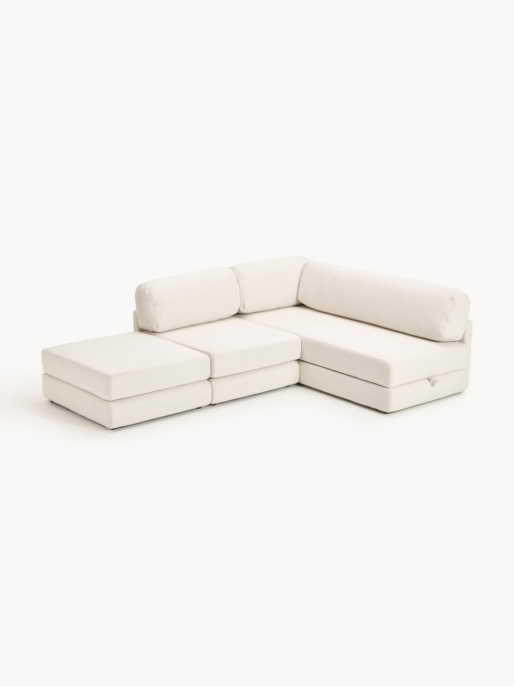 Ladina Bouclé-Corner Sofa Bed with Storage — Blush