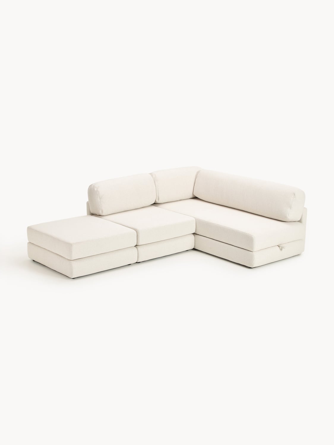 Ladina Bouclé-Corner Sofa Bed with Storage — Blush
