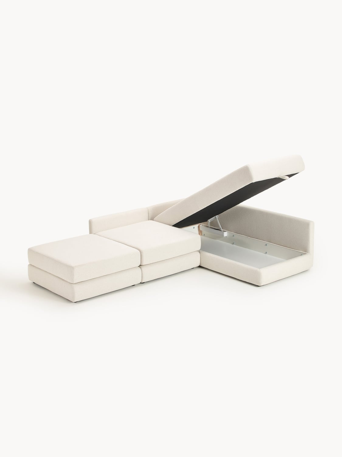 Ladina Bouclé-Corner Sofa Bed with Storage — Blush