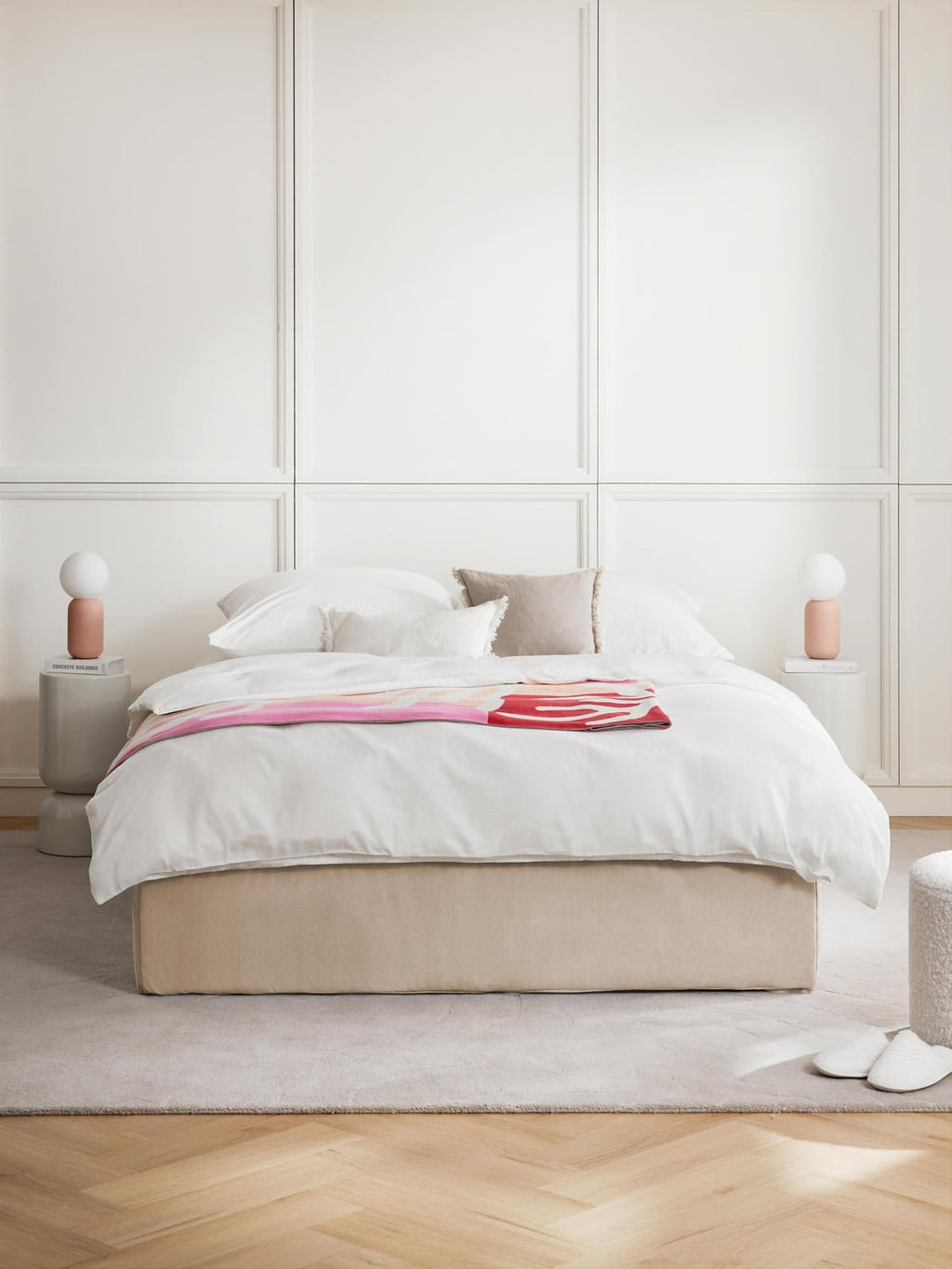 Enya Box-Spring Bed — Pearl Grey