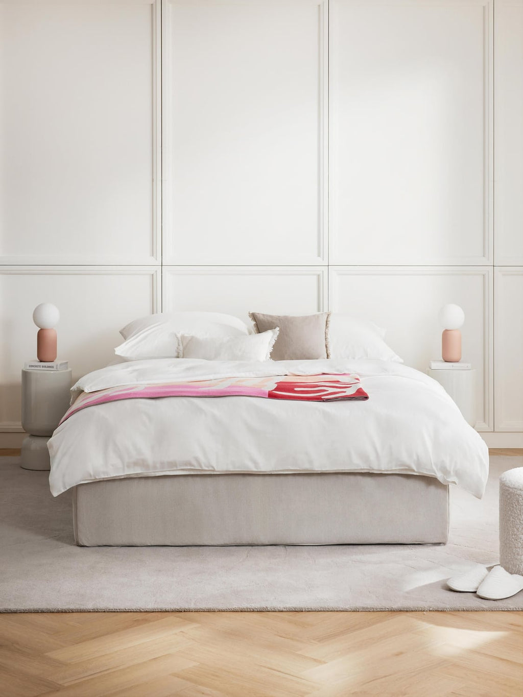 Enya Box-Spring Bed — Mist Grey