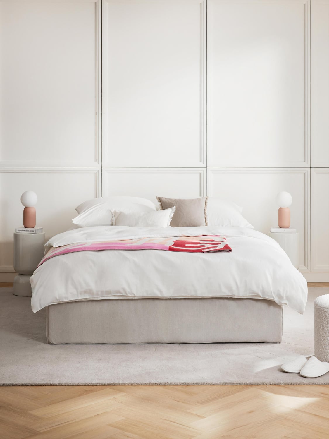 Enya Box-Spring Bed — Mist Grey