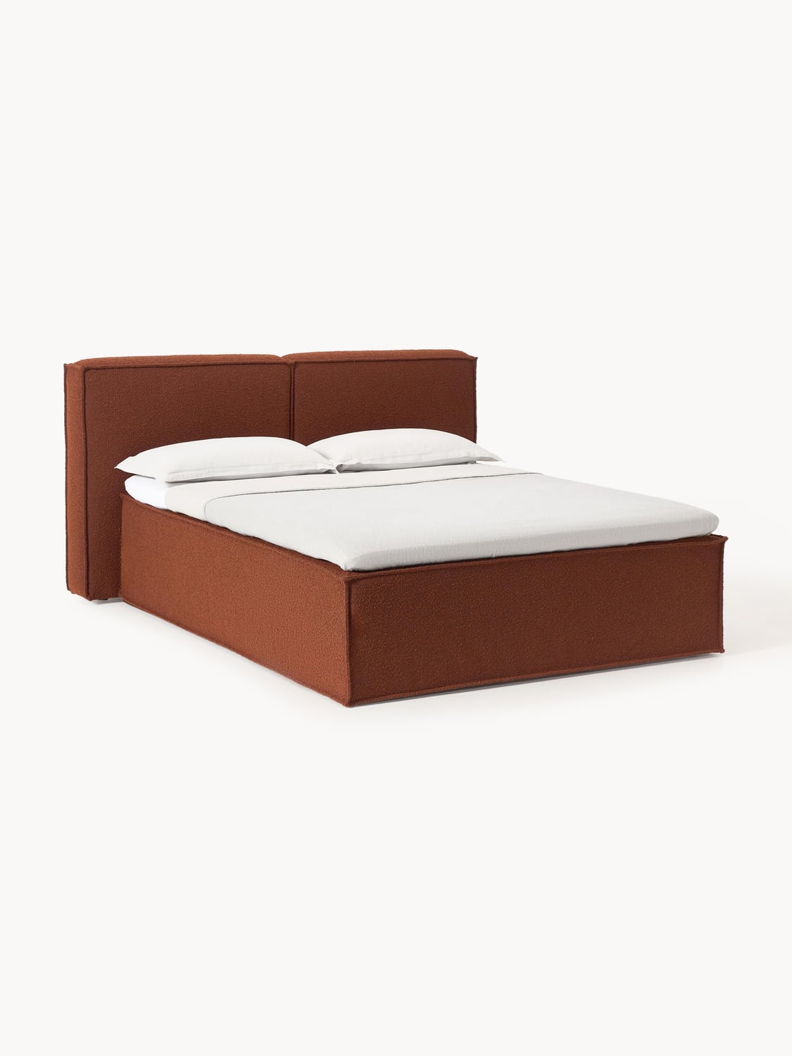 Lennon Bouclé-Box-Spring Bed — Camel
