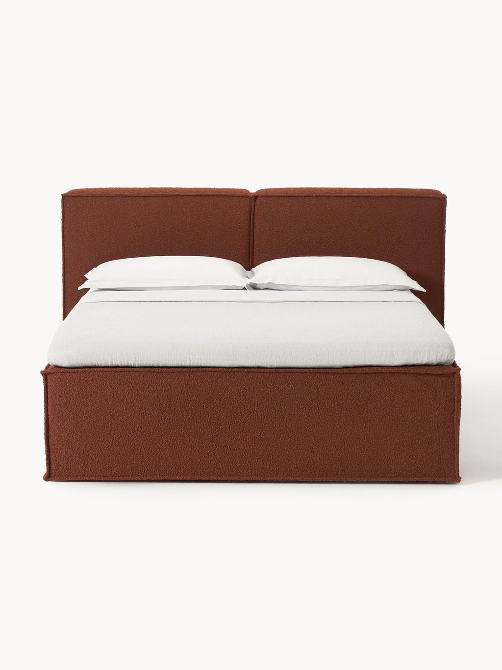 Lennon Bouclé-Box-Spring Bed — Camel