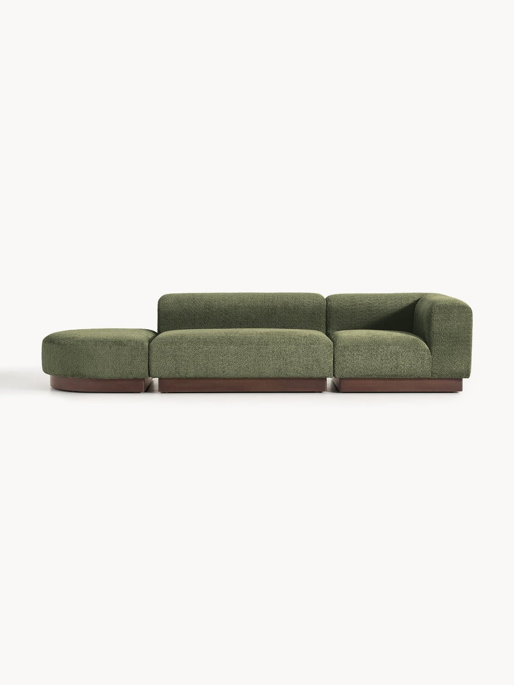 Natalie Modular Ottoman in Teddy Bouclé with Ottoman (left/right) — Olive