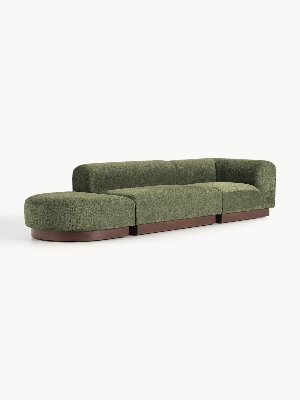 Natalie Modular Ottoman in Teddy Bouclé with Ottoman (left/right) — Olive