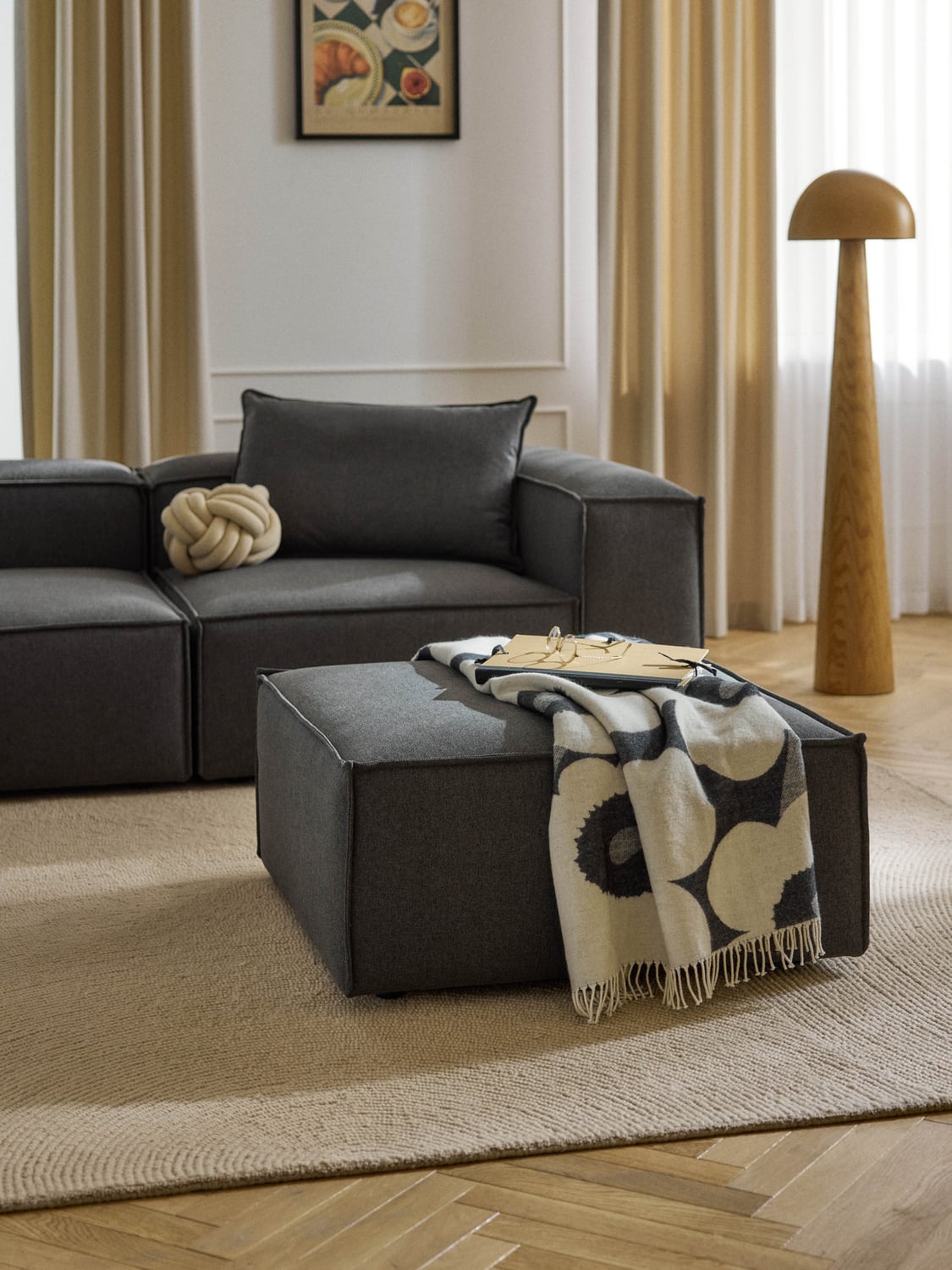 Lennon Sofa Ottoman — Dark Grey