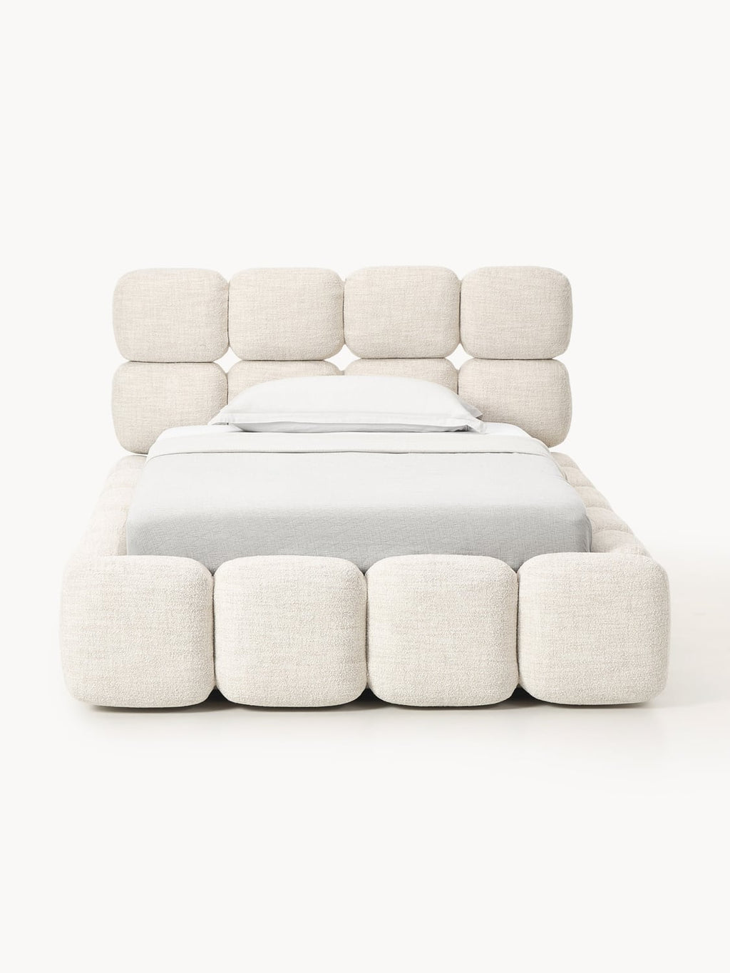 Tayla Single Bed in Teddy Bouclé — Ivory