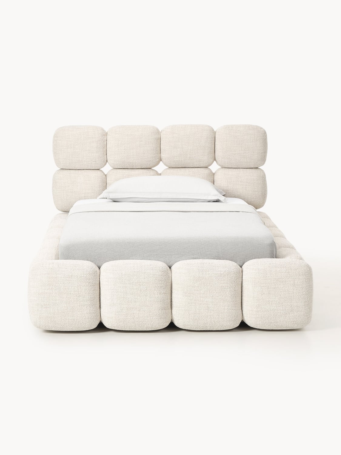 Tayla Single Bed in Teddy Bouclé — Ivory